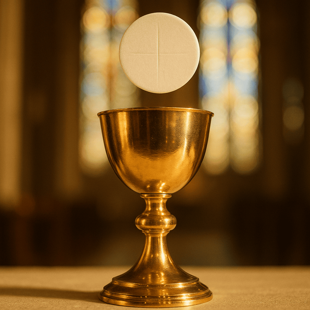 Cálice e hóstia na celebração