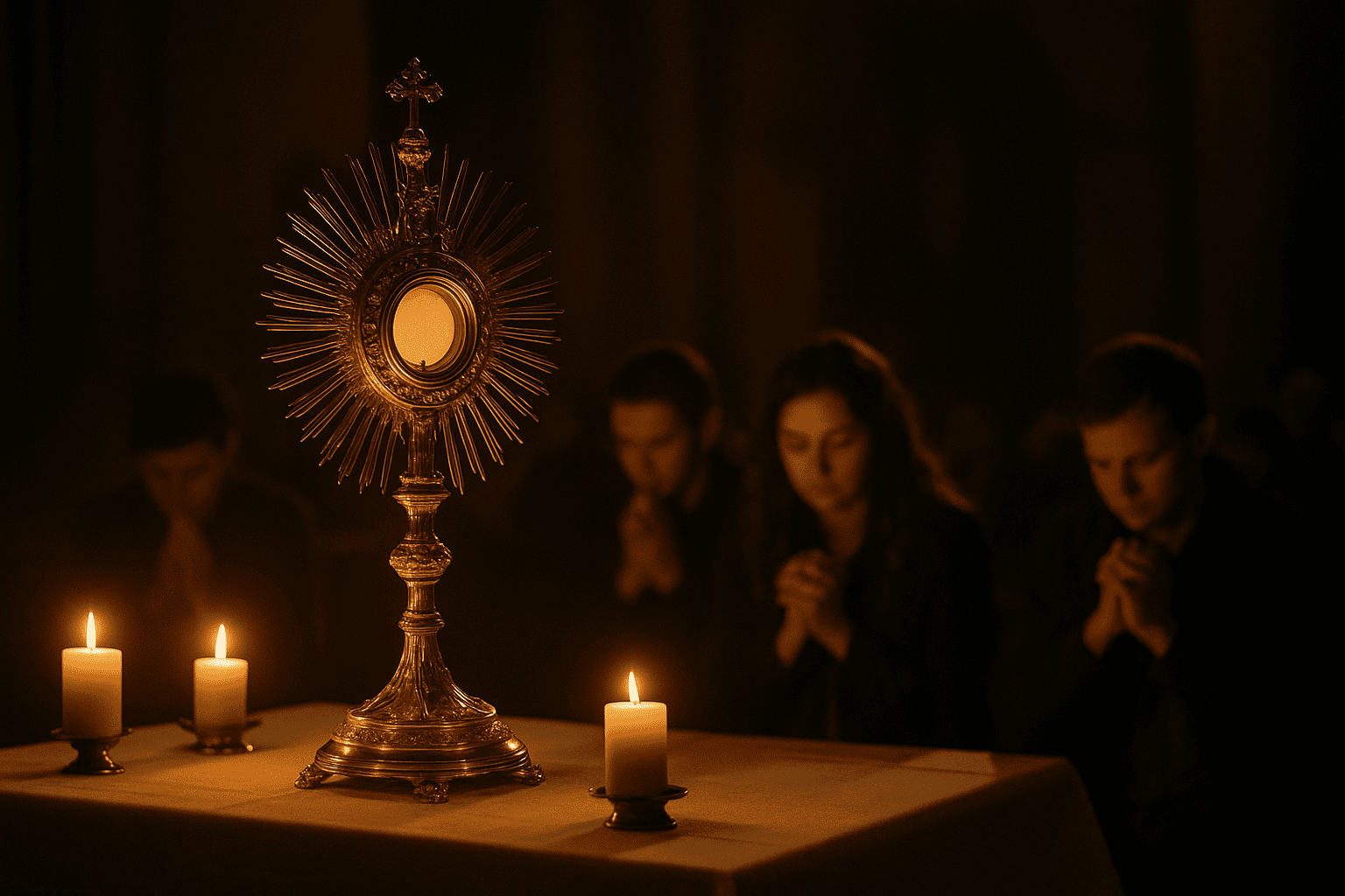 Momento de adoração durante a Missa